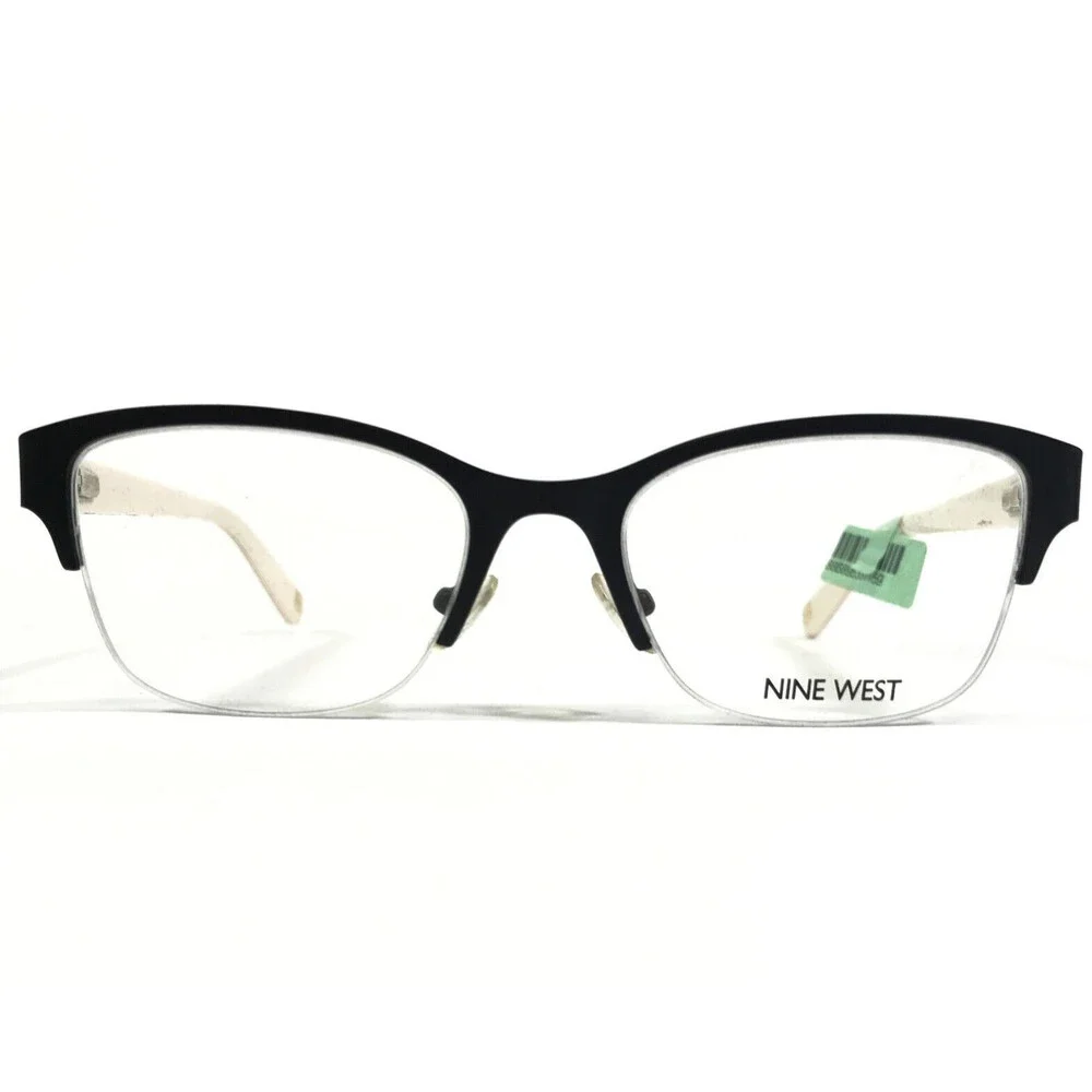 Nine West Eyeglasses Frames NW1076 001 Nude Black Cat Eye Half Rim 50-18-130